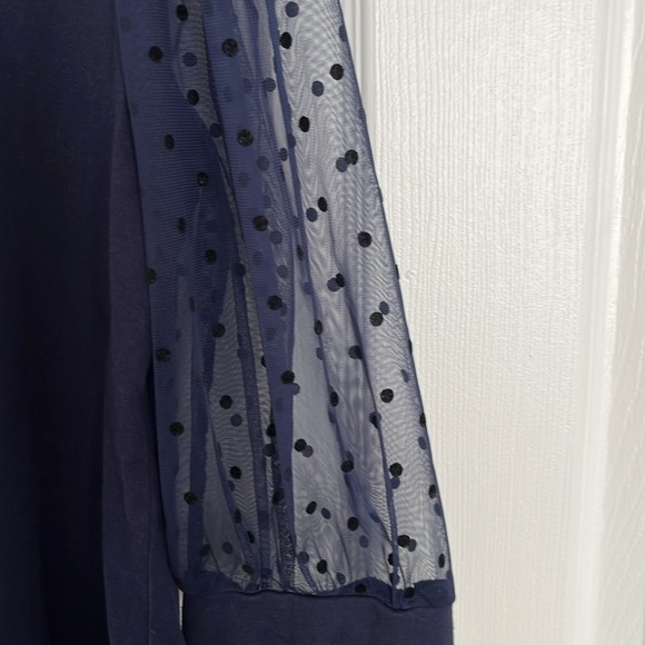 Allegra K polka dot square neck semi sheer sleeves blouse. - Picture 2 of 5